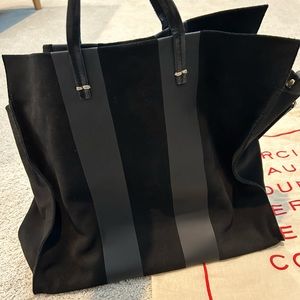 Clare V SIMPLE TOTE black suede stripe